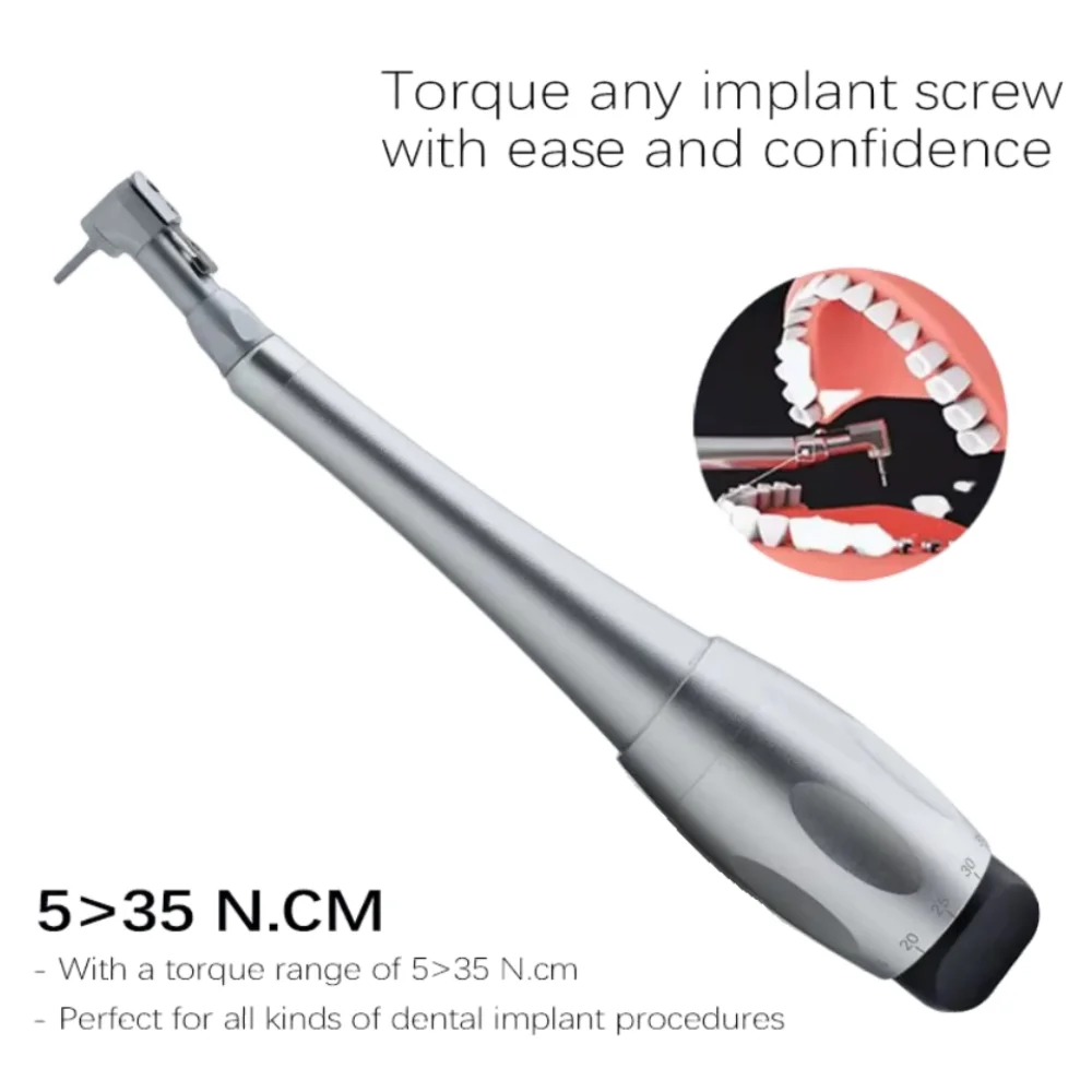 

JUMTOP Dental Implant Torque Wrench - 5-35N.cm Adjustable Ratchet Driver for Implantology & Handpiece Procedures