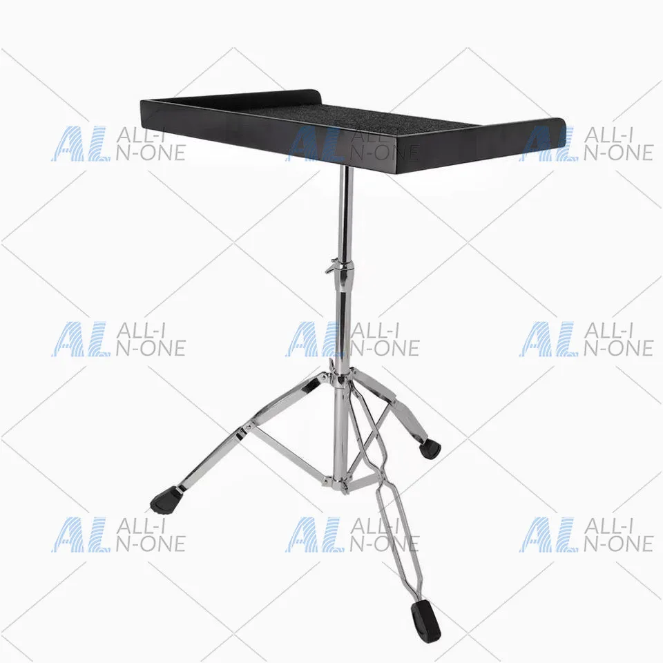 Drum kit, paddle tray, percussion wooden tray with stand,  paddle table, drum sticks, keyboard table