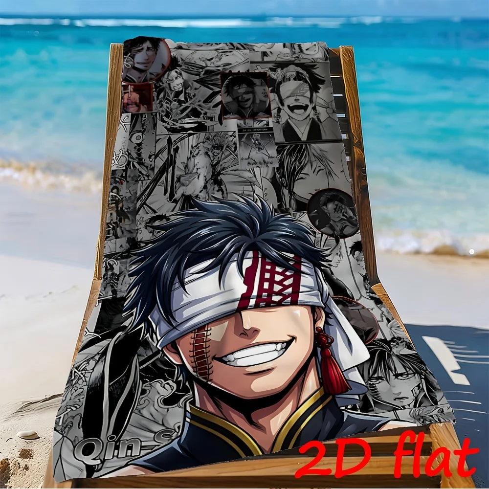 1PC Black White Manga Collage Anime Character Beach Towel Lint Free Skin Friendly  Blanket Gift For Anime Fans Summer Vacation