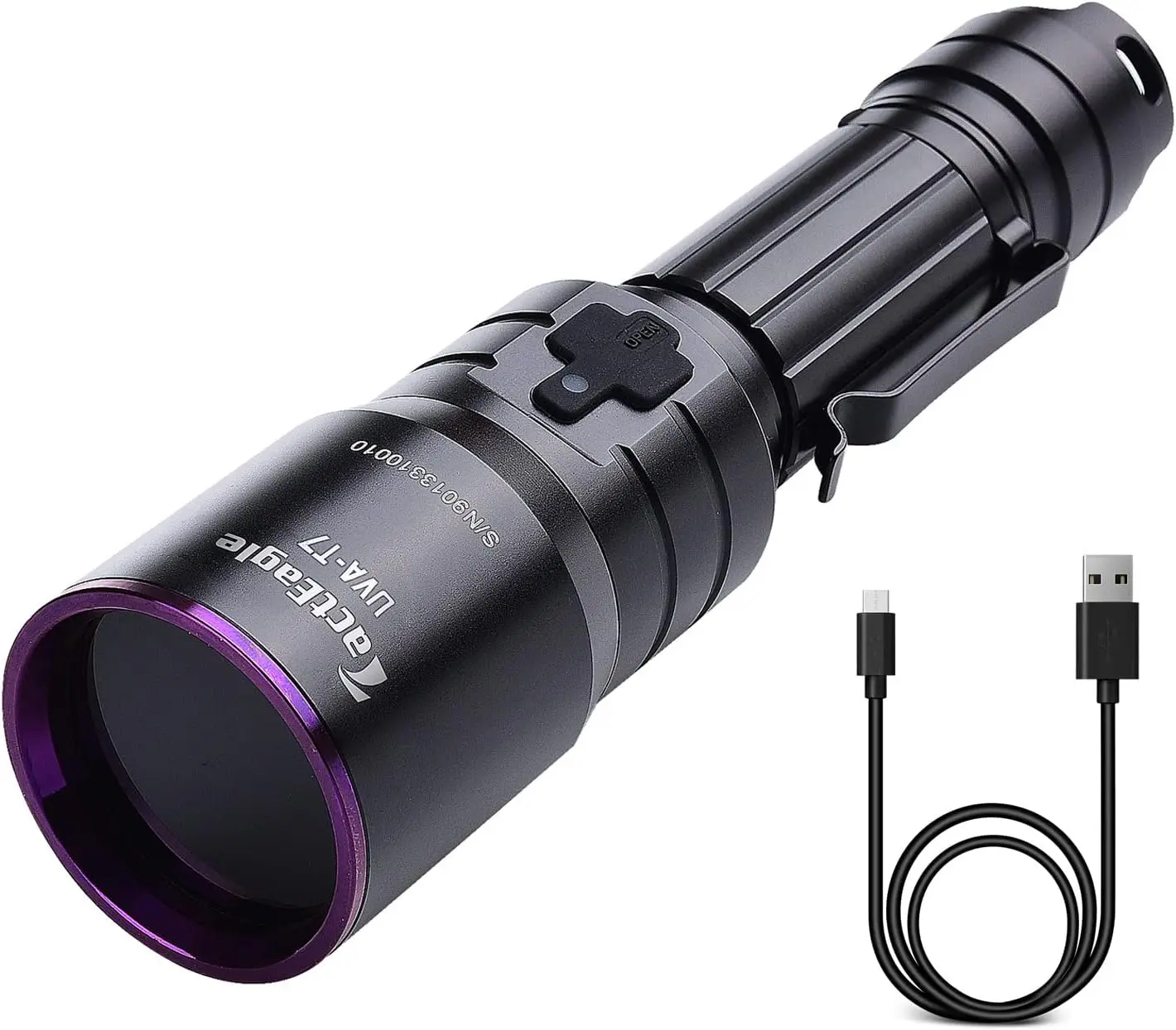 Flashlight 365nm UV Light Blackllight UVA-T7 for NDT (Non-Destructive Testing), Resin Glue Curing, A/C Leak Detect