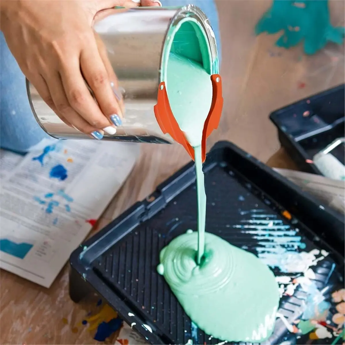 2026 New Tool No Drip Paint Pouring Spout with - Mess Free, Reusable, Universal Fit for Pint, Quart & Gallon Cans