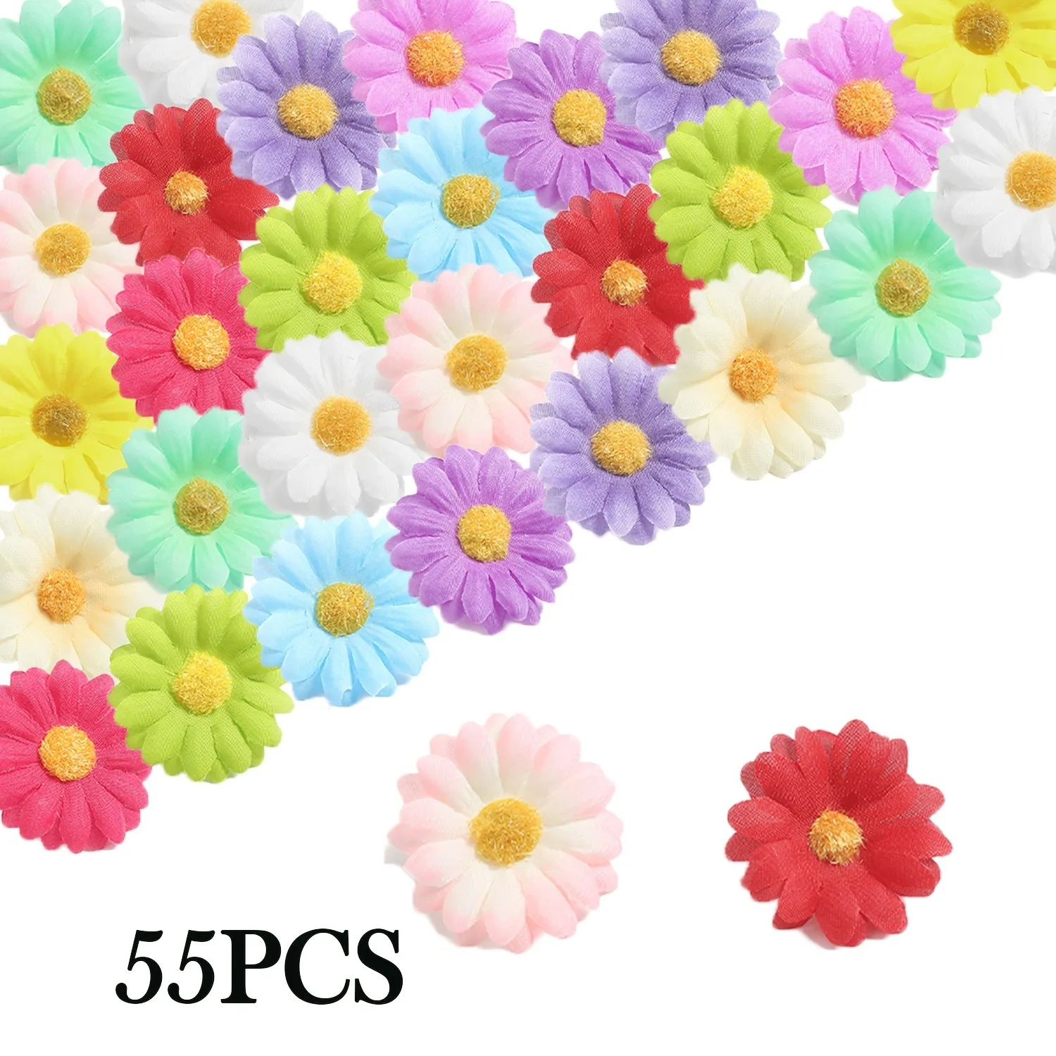 55/110PCS Gänseblümchen Künstliche Blumen Köpfe Seide Gefälschte Blumen für Hochzeit Dekoration Home Room Decor DIY Girlande geschenke Zubehör – Detail 3
