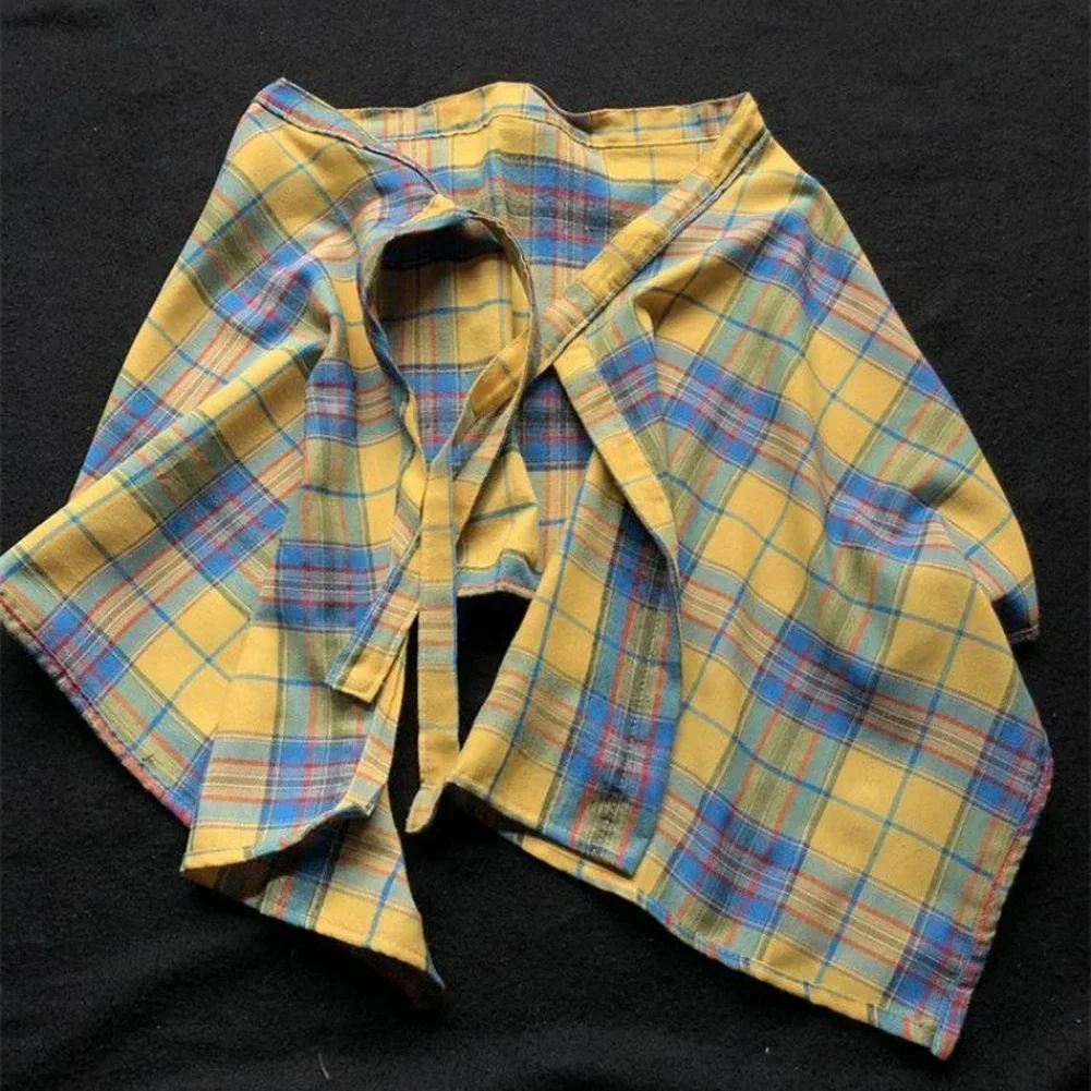 Casual passeio vermelho amarelo verão saia feminina retro irregular saia retro xadrez design comprimento regular leve estiramento