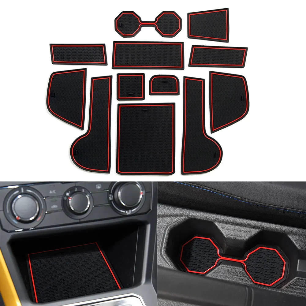 

For Volkswagen VW POLO MK6 AW 2018 2019 2020 2021 2022 2023 Anti-slip Gate Slot Mat Car Door Groove Cup Pad Interior Accessories