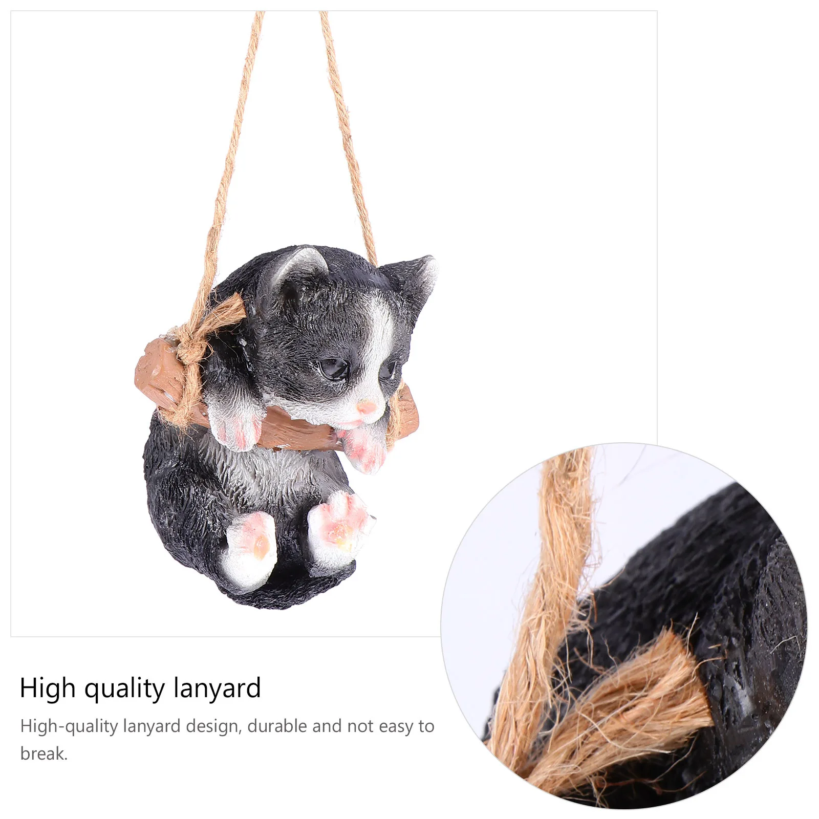 

Swinging Cat Statue Tree Hanging Decor Handmade Resin Ecofriendly Paint Exquisite Wearable Weatherproof Lovely Expression Vivid