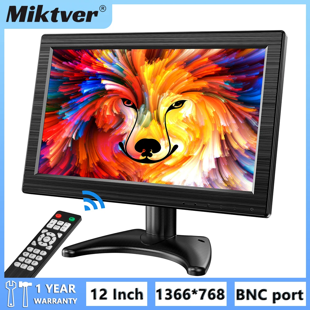 Miktver 11.6 Inches LCD Monitor with HDMI VGA AV BNC USB Port. 1366x768 Resolution 280cd/㎡ 16:9 TFT Screen.Built-in Loudspeakers