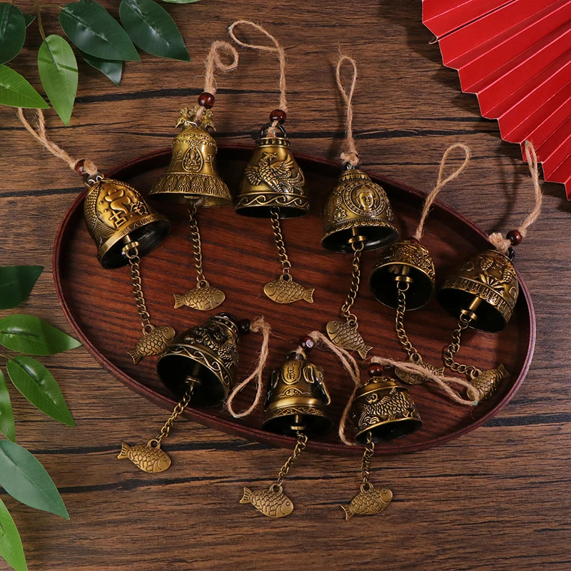 Vintage Carve Wind Chimes Chinese Feng Shui Bell Blessing Good Luck Fortune Hanging Wind Chime Hanging Outdoor Home Decorations