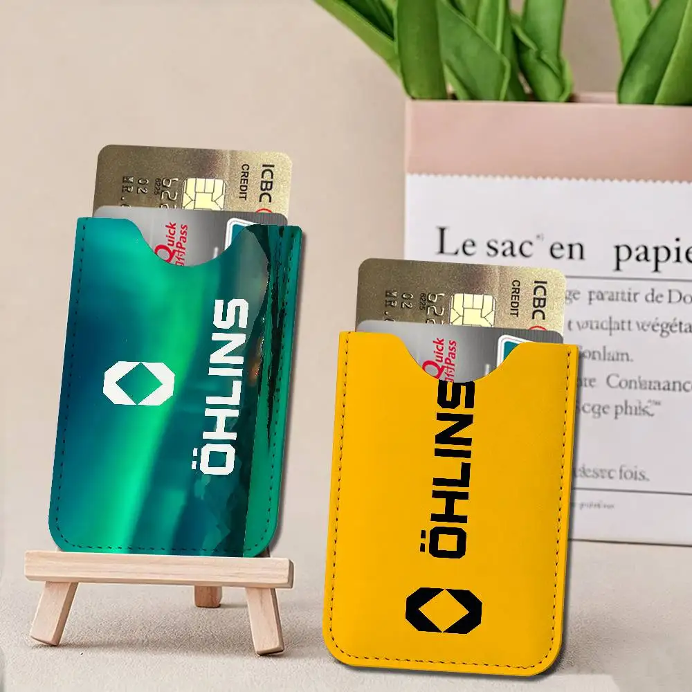 Ohlins logo Light and thin mini bag small and portable bus card protective leather case for men and women