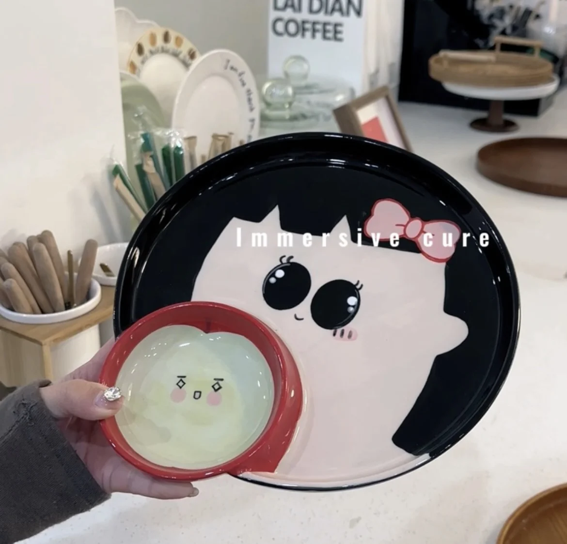 Spring Stamp Album|Cute Apple Girl Ceramic Dumpling Plate Tray Plate Noodle Bowl Tableware