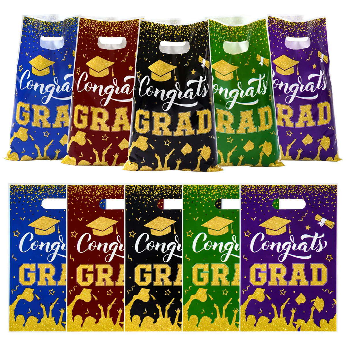 10/25/50pcs Graduation Cellophane Candy Gift Wrap Bag Plastic Gifts Packaging Congratulation Grad Party Decoration Cookie Candy