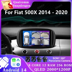 Android 14 For Fiat 500X 2014 2015 2016 - 2020 5G WIFI BT Car Radio Viedo Player Stereo Multimedia 4G LTE Head Unit DSP 2DIN GPS