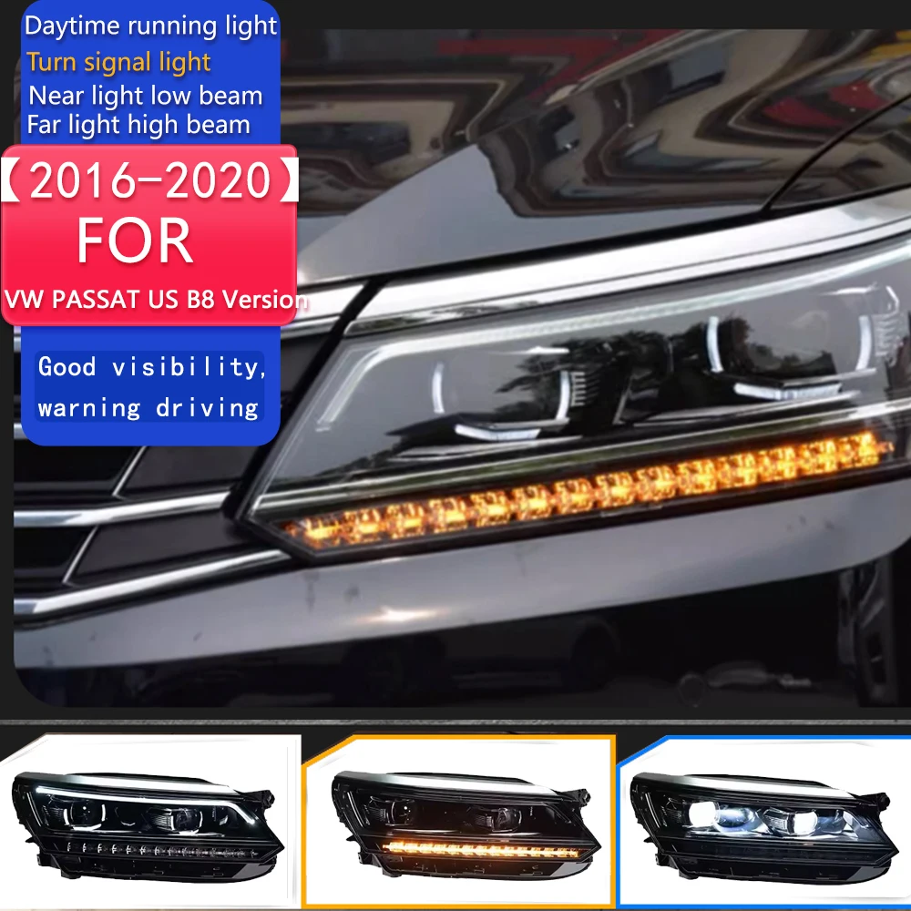 

Для VW PASSAT US B8 версии фары 2016-2020 DRL 12V H7 светодиодные биксеноновые лампы противотуманные фары AKD украшения автомобиля аксессуар налобный фонарь