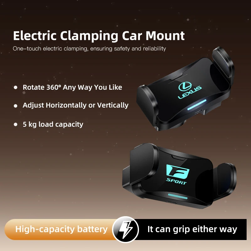 لكزس شعار الكهربائية لقط سنادات بالسيارة حامل هاتف لكزس F SPORT LBX NX RX 350h 450h ES UX 300e GS IS LS LX CT LC RC GX460 #3