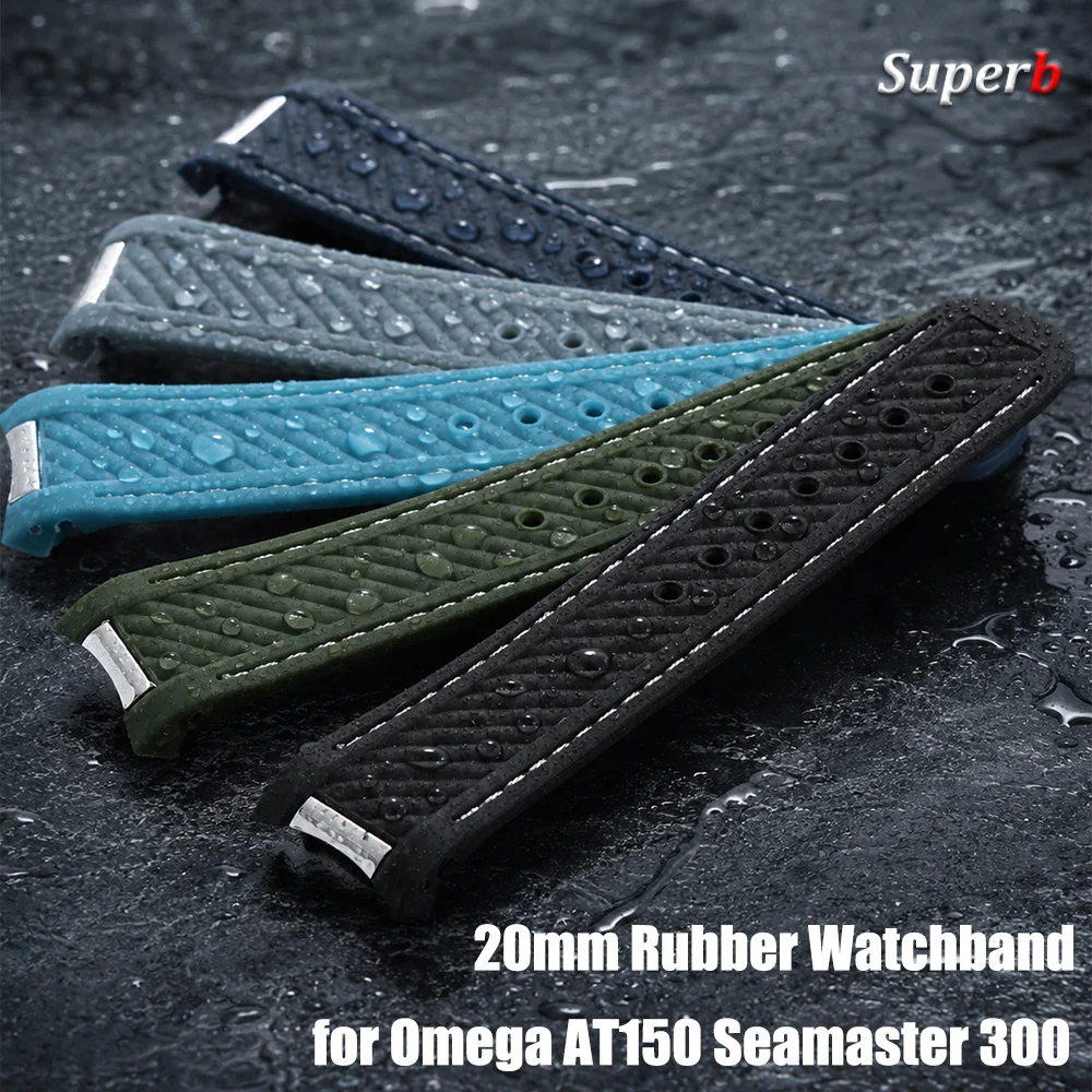 Omega Watch Seamaster - Bracelet de montre en caoutchouc pour