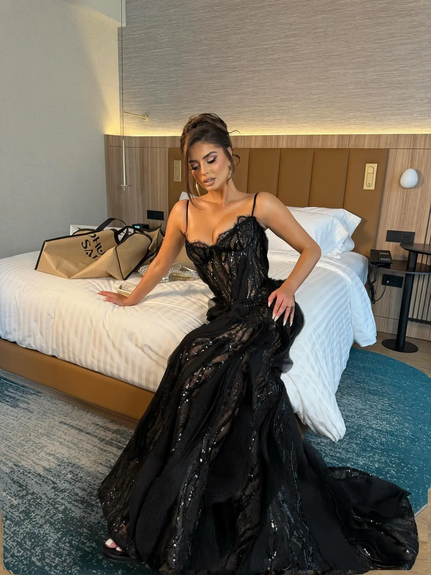 أسود الترتر الدانتيل حورية البحر ثوب مسائي 2026 فستان الحفلات فستان رسمي للحفلات الراقصة مثير ارتداءها ثوب طويل مع الكشكشة صورة ظلية 2026 #4