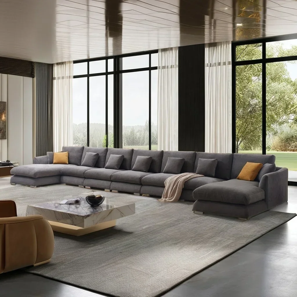 Luxury Fabric Sofa Set Furniture High-density sponge U Shaped Modular Sectional Sofa Cloud Couch