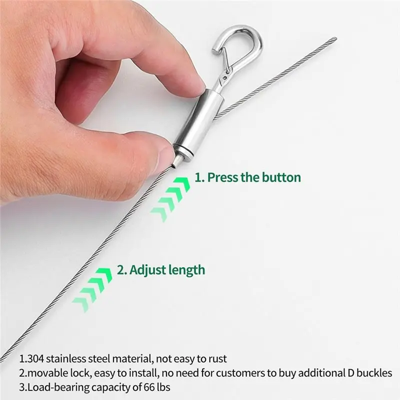 طقم تعليق سلك إطار الصورة من الفولاذ المقاوم للصدأ قابل للتعديل شديد التحمل من ABKY - 4 مجموعات لإطارات الصور والمصابيح