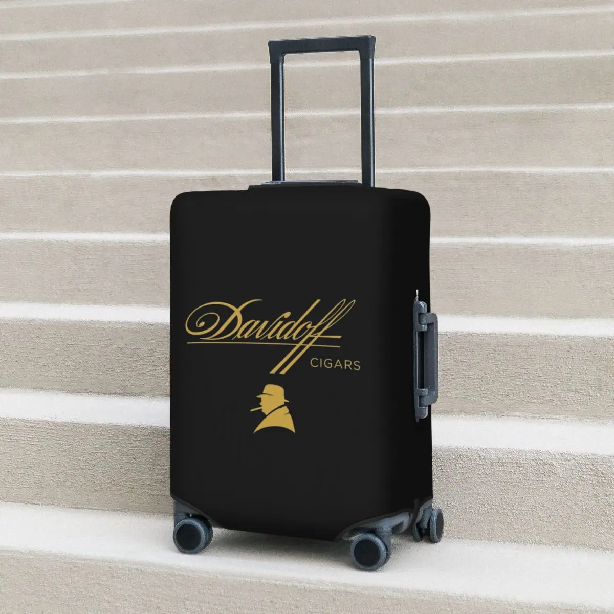 غطاء حقيبة Davidoff Cigars باللون الأسود للحماية من أغطية حماية مرنة لأمتعة السفر مقاس 18-32 بوصة