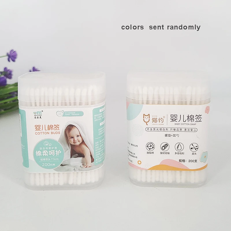 200pcs baby cotton swabs double-ended sterile cotton swabs spiral head ear and nose multifunctional cleaning stick