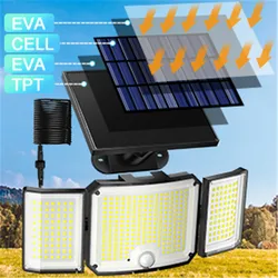346LED Solar Light Outdoor Waterproof with Motion Sensor Floodlight Remote Control 3 Modes for Patio Garage Backyard
