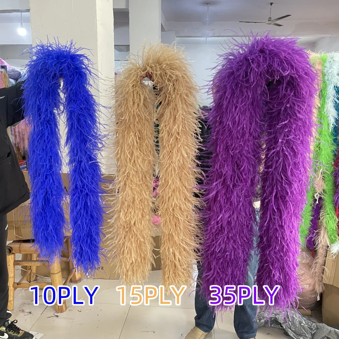 2Meters Royal Blue Ostrich Feathers Boa 6-35ply High Quality Ostrich Plumas Shawl Feather Trim Dress Shirt Top Decoration Crafts