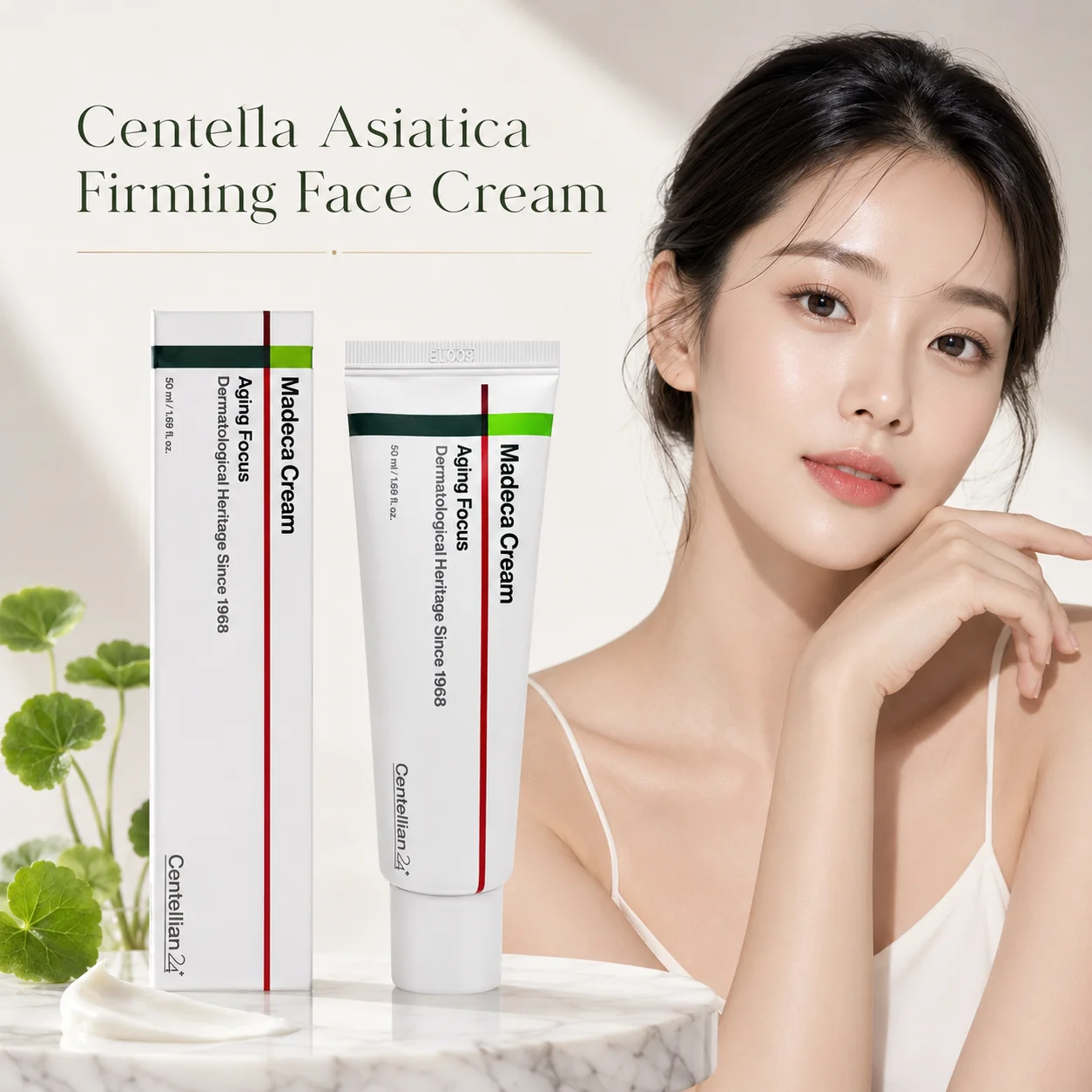 Centella Asiatica Anti Aging Facial Cream Lightweight Non Greasy Moisturizer for Firming Dry Dull Skin and Radiant Complexion