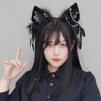 Furry Wolf Ear Headwear Foxes Ears Headband Plush Hair Accessory Feathers Tassel Decorations Cosplays Access Dropshiping