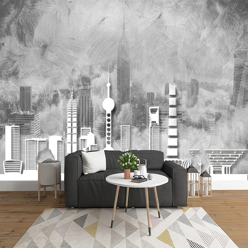 Custom 3D Wallpaper Mural Retro Abstract City Architecture Wall Painting Study Living Room Bedroom Background Home Decor Fresco