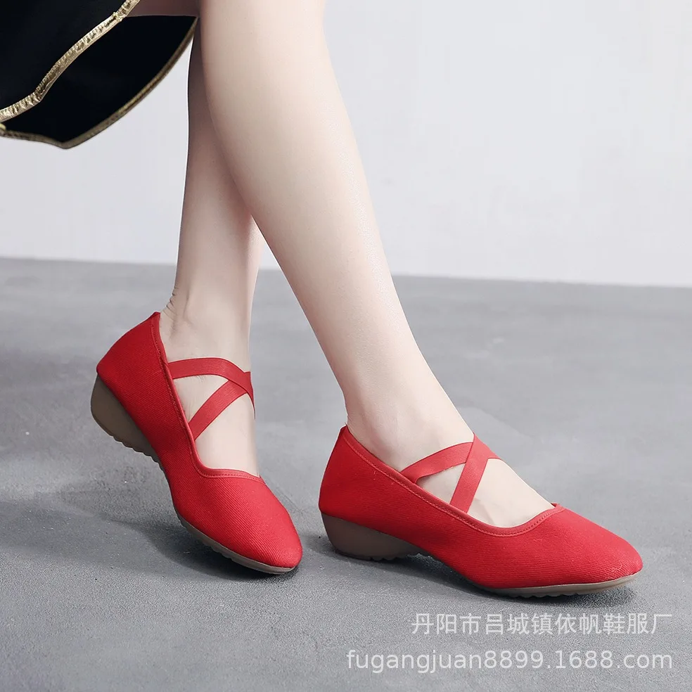 AMini Yi Ren Confortável Soft Sole Sapatos de Dança para Mulheres, Salto Médio, Quadrado, Social, Quadrado, Novo, Venda Direta