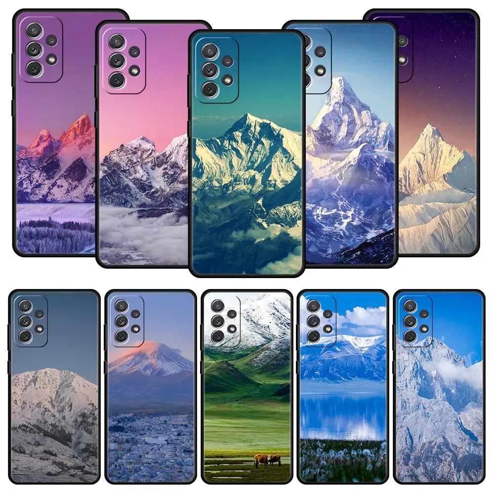 Case For Samsung A17 A15 A13 A51 A71 A41 A31 A07 A05S A35 A55 A23 A25 A33 A53 A73 A57 A37 5G Cover Snow Mountain Range Nature