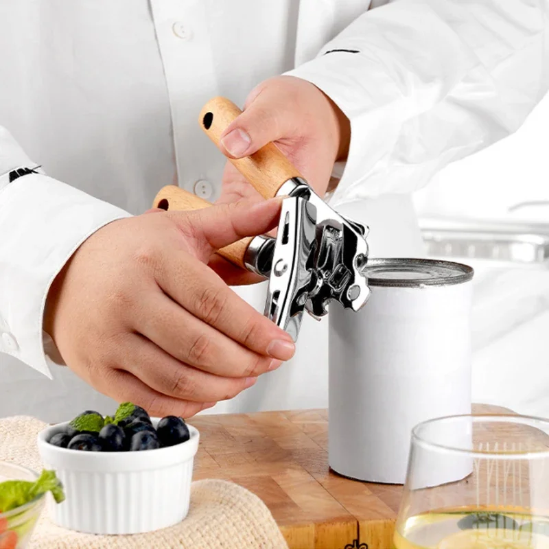 Kitchen Gadget Wooden Handle Stainless Steel Utensils Can Opener Peeler Garlic Press Cheese Grater Whisk Pizza Peeler Egg Beater