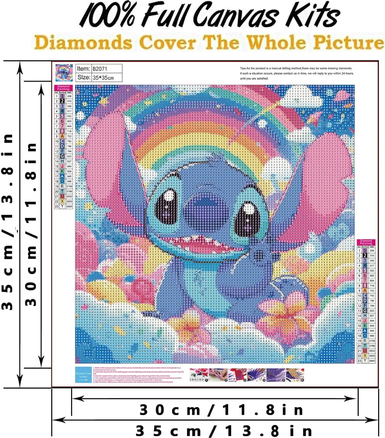 Adult Diamond Painting Kit 5D Stitch DIY Full Round Drill Art Cartoon Gemstone Art Painting Kit for Home Wall Decoration