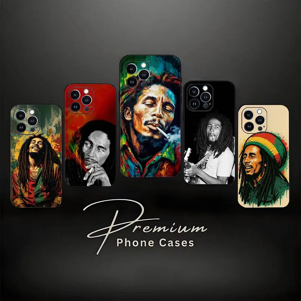 

Singer B-Bob Marley Smoking Phone Case For iPhone 17,16,15,14,13,12,11 ,Pro Max,XS,X,XR,SE,Mini,8,7,Soft Silicone Black Cover