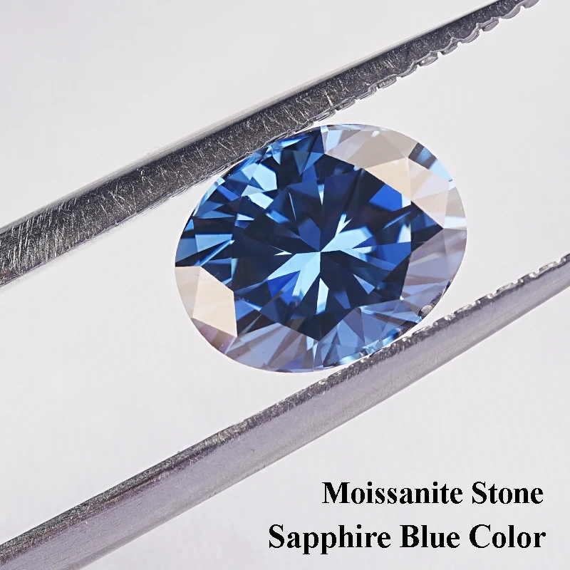 

Moissanite Loose Stone Sapphire Blue Oval Cut Synthetic Lab Grown Diamond Gemstone Jewelry Making Materials GRA Certificate