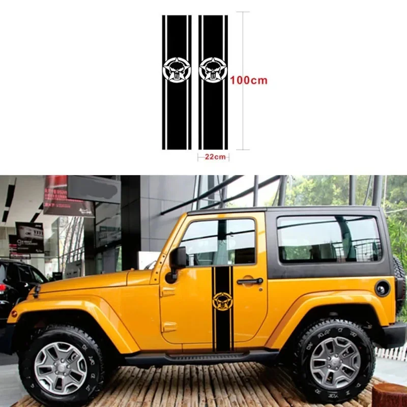 

2 шт., виниловые наклейки для внедорожников, 4x4, стильные полоски с черепом, наклейка для грузовика, мотоцикла, виниловая наклейка, аксессуары для декора