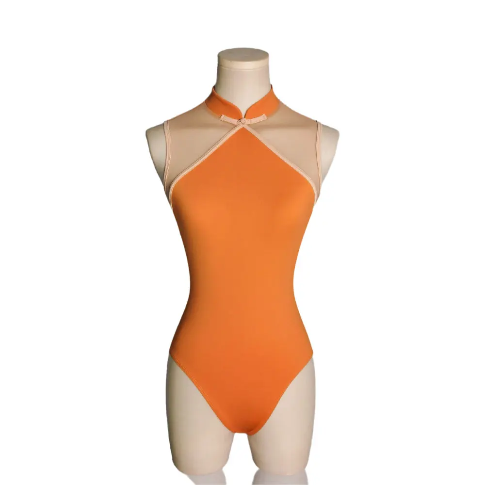 Ballet Leotard for Women's Practice Clothes Retro Cheongsam Button Gymnastics Tight Clothes Performance Adult Air Yoga Costume
