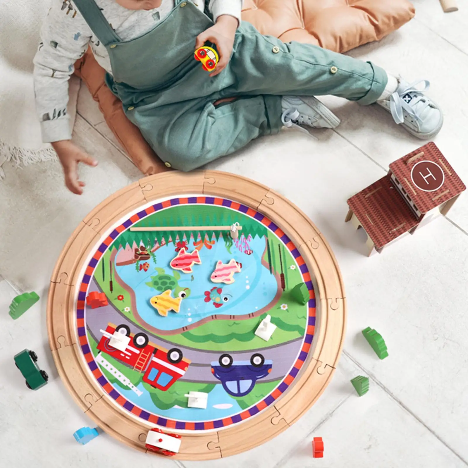 

Railway Track Toy Building Kit And Fishing Game for Early Learning