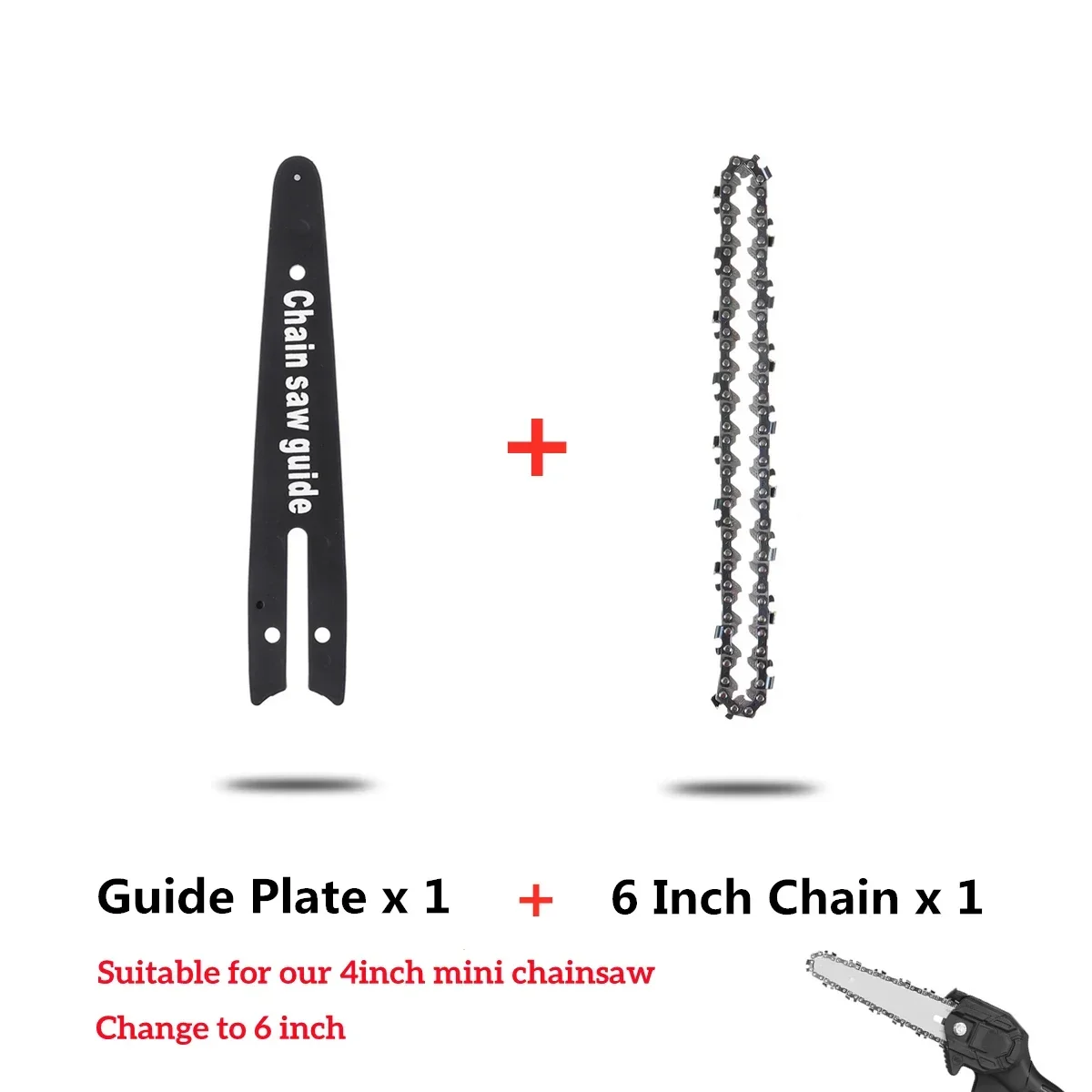 2pcs Mini Electric Saw Chainsaw 4 inch Change to 6 inch Chain Tire Guide Plate Kit Woodworking Tool Replacement Accessories