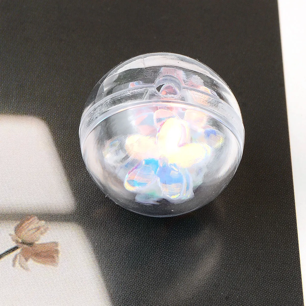 6pcs 2cm Random Color Mix Transparent Round Shape White Flower Shape Acrylic Beads For Jewelry Making DIY Phone Accessories