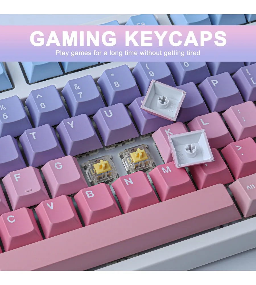 Caiyun Keycap 129-key PBT Keycap Cherry Original Factory Height Five-sided Sublimation Process