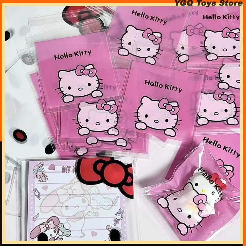 7/10cm Hello Kitty Kawaii Sealed Bag Storage Candy Gift Bag Plastic Snack Packaging Bag My Melody 100pcs Anime Decor Wholesale