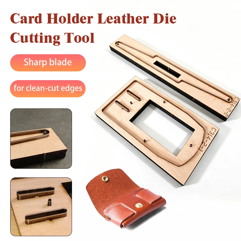 C314 Einfache Holzstanze für DIY Handgefertigte Lederwaren, Kartenhalter-Schneidewerkzeug zum Stanzen von Ledermaterial