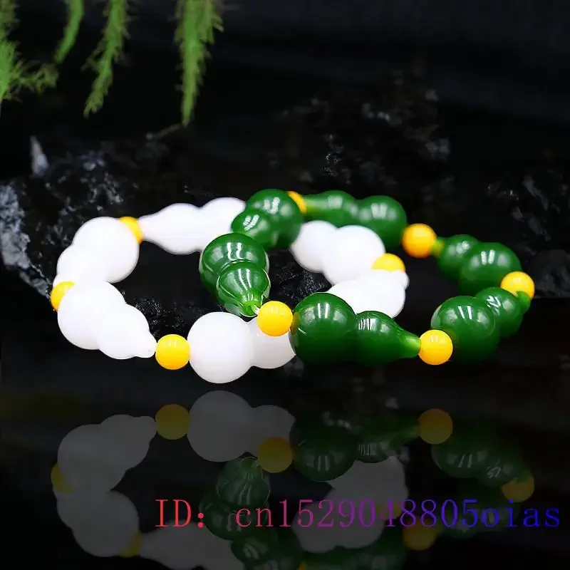 

Jade Gourd Bracelet Bangle Charm Gifts Beads Jadeite Jewellery Fashion Amulet Natural Green Gemstone