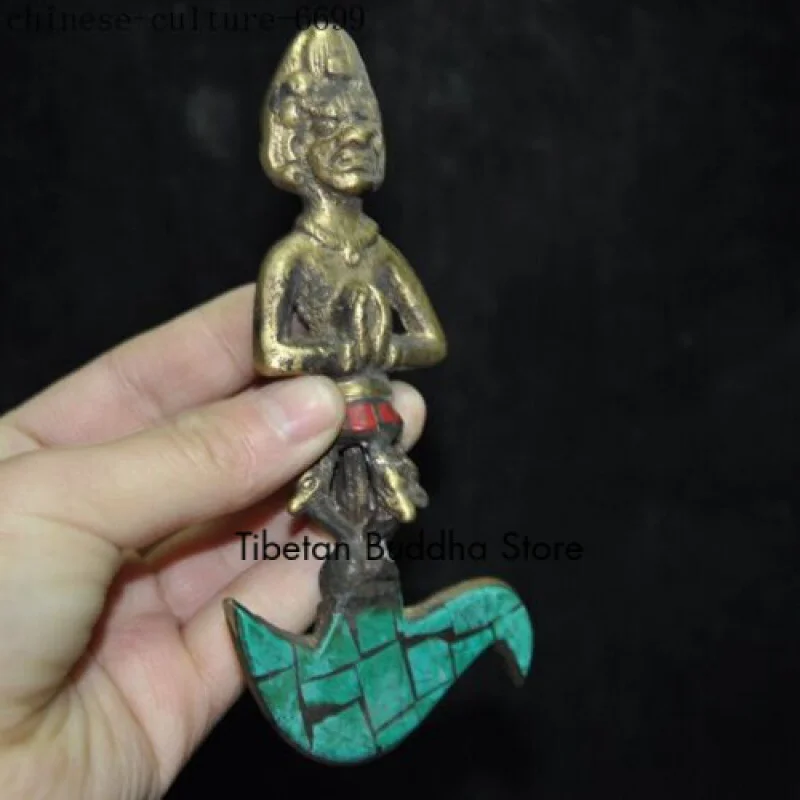 Tibetan bronze turquoise Vajra Dorje Phurpa Talisman hatchet tomahawk Ax Axe