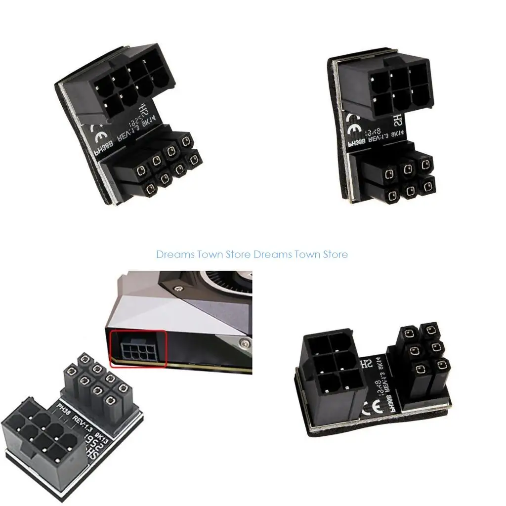 

HX6A 180Degree GPU PCIe 8pin Adapter Connectors для улучшения потоков воздуха и управления кабелями для настольной видеокарты