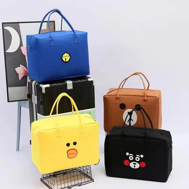 Cartoon Travel Felt Bag Large Capacity Storage Bag Portable Luggage Bag Felt Tote Bag Cosmetic Bag Women\'s Handbag