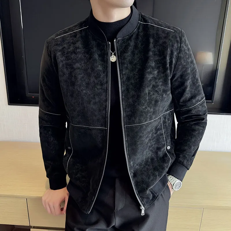 

Stand Collar PU Leather Jackets For Men Fashion Patchwork Design Slim Fit Men's Casual Faux Leather Jacket Long Sleeve Coats 4XL