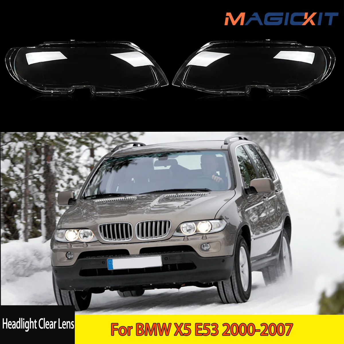 For BMW X5 E53 2000-2007 Car Headlight Clear Lens Cover Replacement Headlamps Transparent Lampshade Lamp Shell Car Accessories