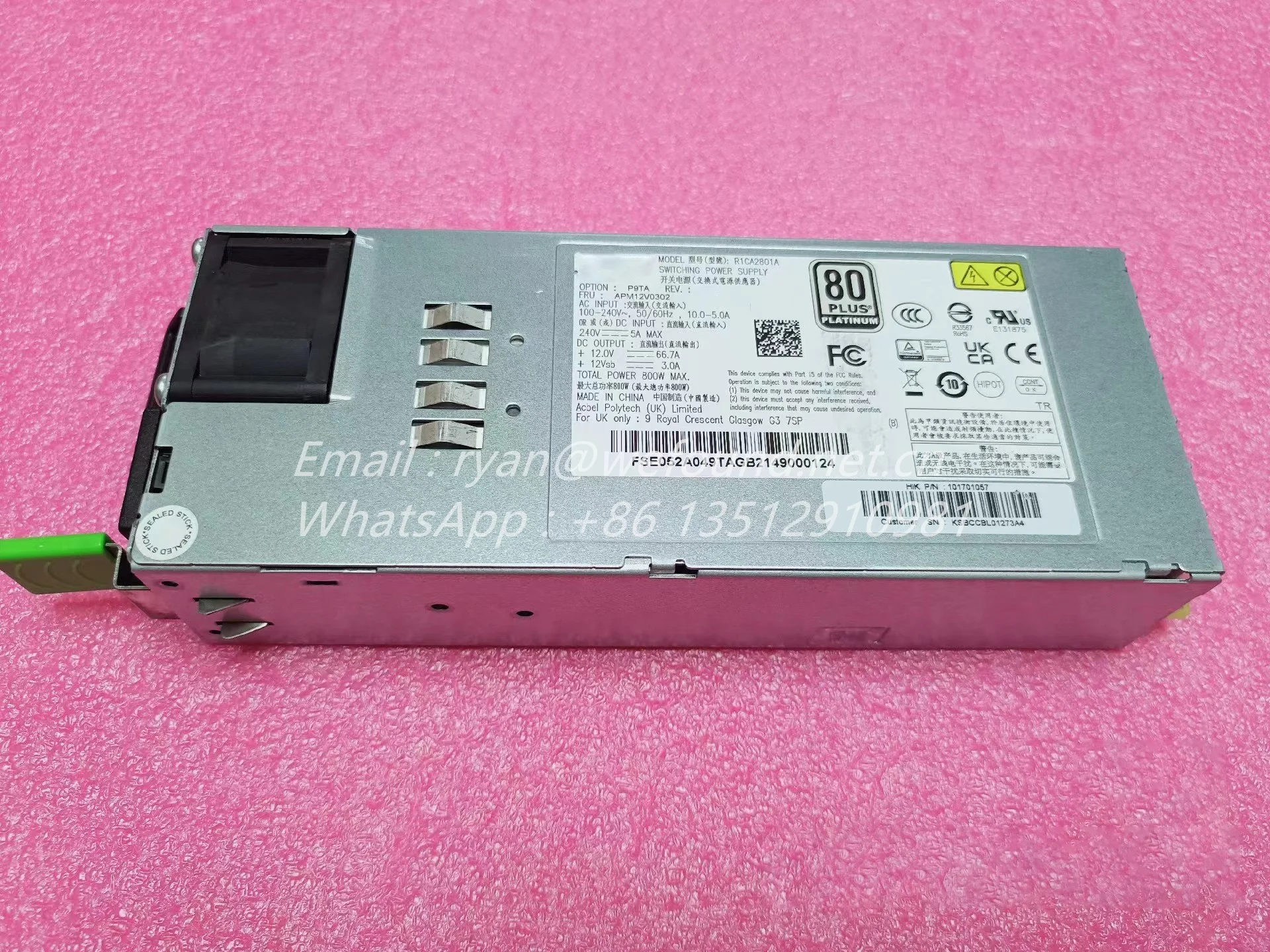 

R1CA2801A for AcBel 800W Switching Power Supply APM12V0302