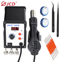 JCD 700W Soldering Station Hot Air Gun 2-in-1 110V 220V BGA Rework SMD SMT Welding Repair ng Repair Tool LED Digital Solder 858D